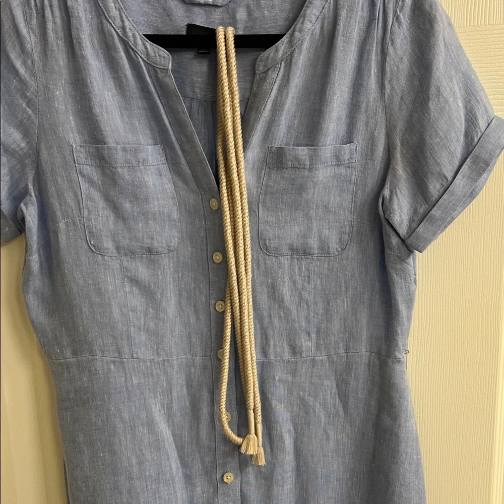 Talbots Light Blue Midi Dress with Button Detail - Picture 3 of 5